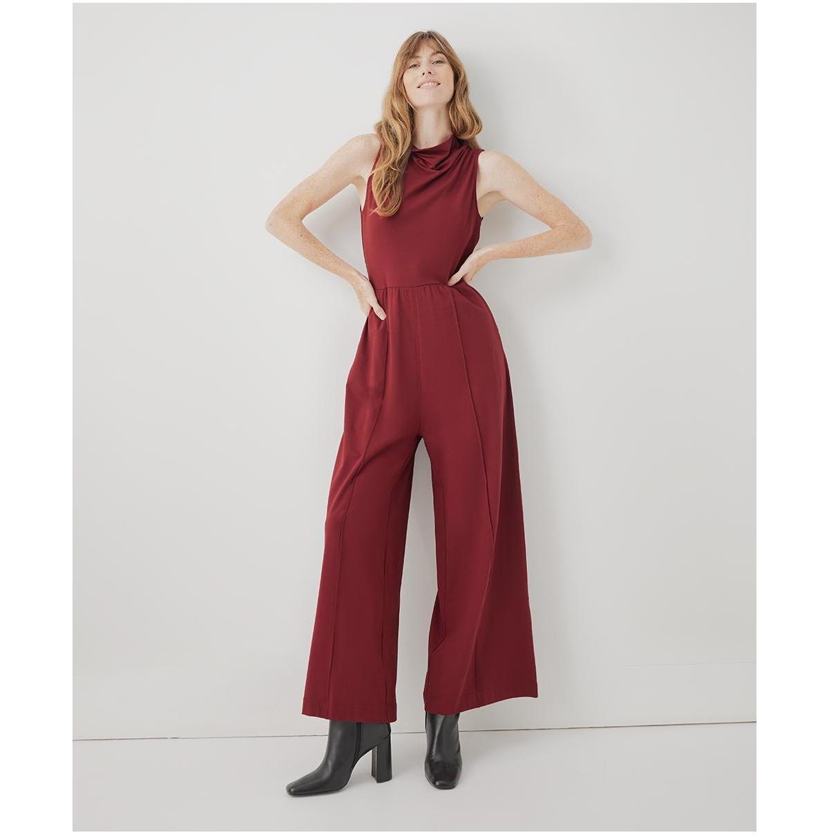 Womens Pomegranate Fit & Flare Cowl Neck Jumpsuit 2X Product Image