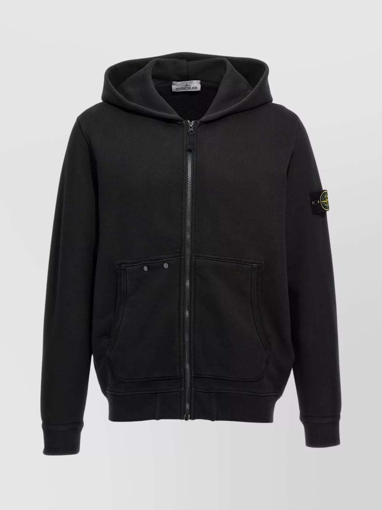 STONE ISLAND Badge Logo Hooded Sweater In Black Product Image