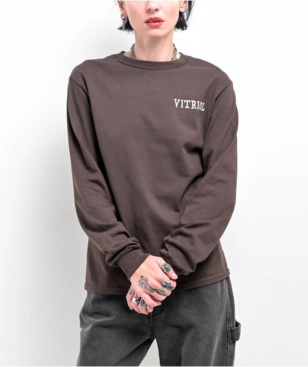 Vitriol Skull Cherub Brown Long Sleeve T-Shirt Product Image