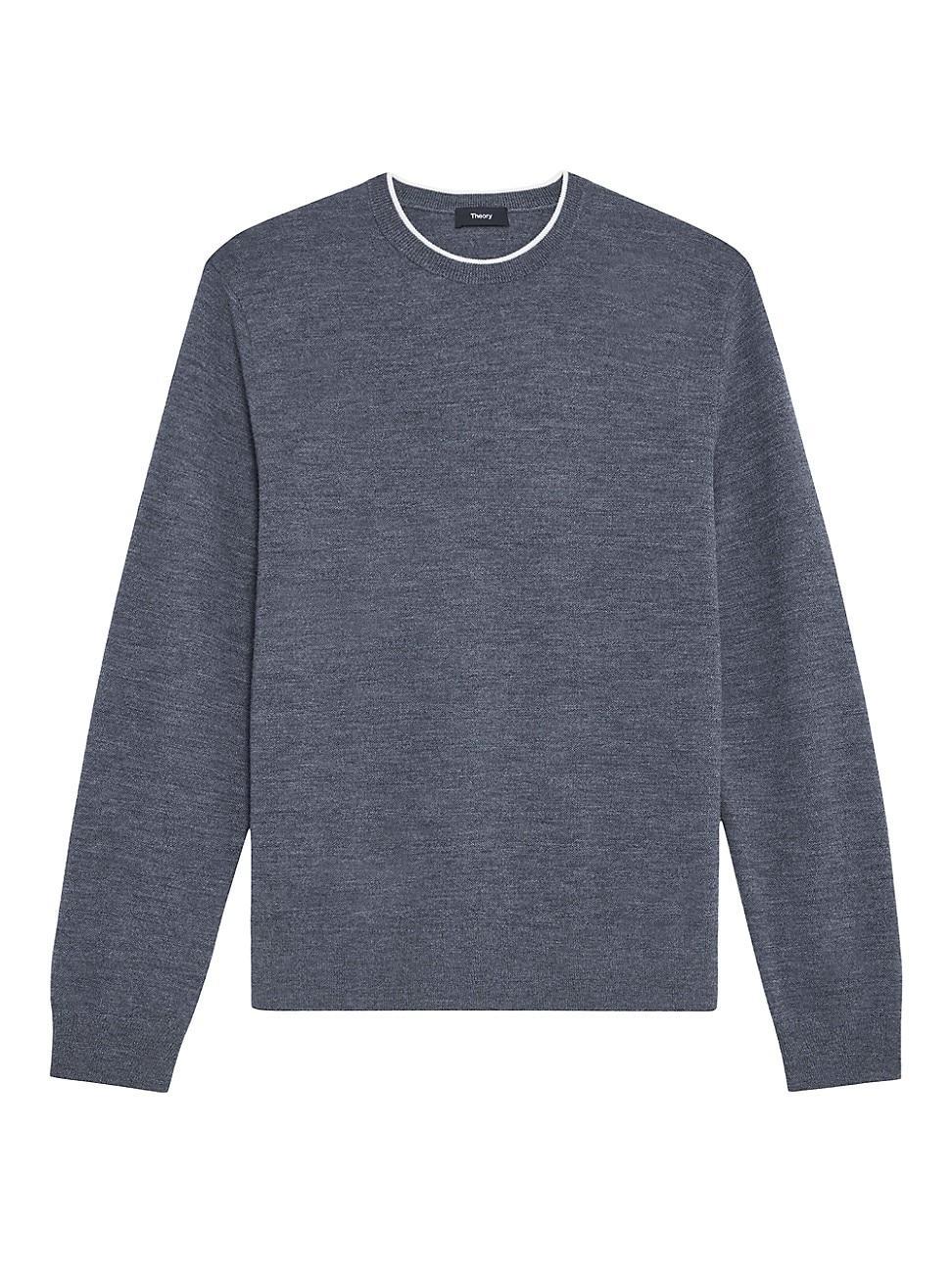 Theory Arnaud Tipped Merino Wool Blend Crewneck Sweater Product Image