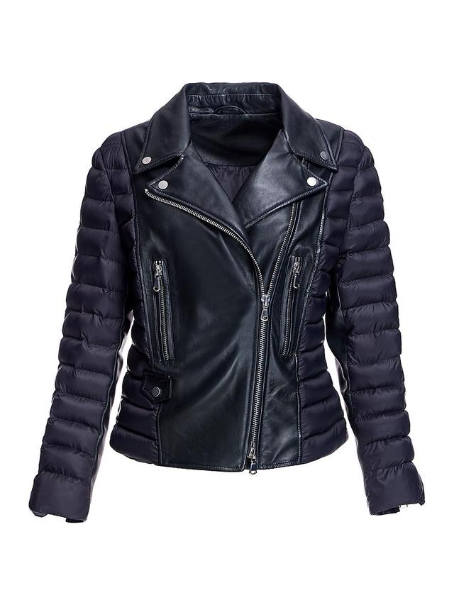 Womens Leather Puffer Jacket Product Image