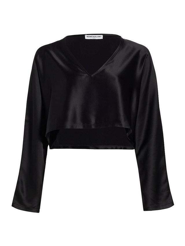 Womens Vero Satin Crop Shirt Product Image