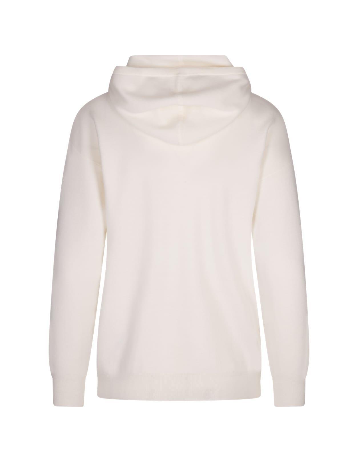 MAX MARA Crystal-embellished Wool-blend Hoodie In White Product Image