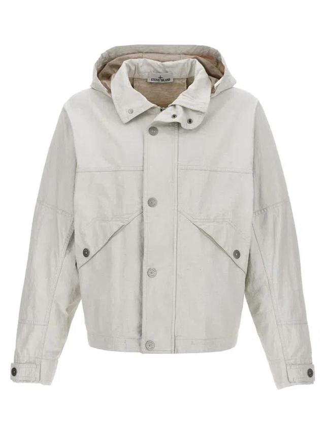 STONE ISLAND Raw Plated Linen S.i. Marina Casual Jackets, Parka White Product Image