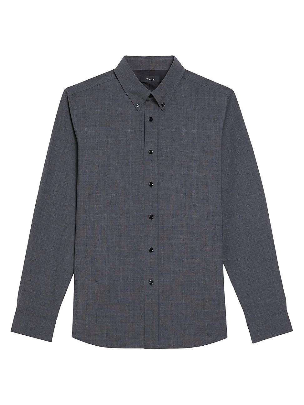 Theory Hugh Stretch Virgin Wool Button-Down Shirt Product Image