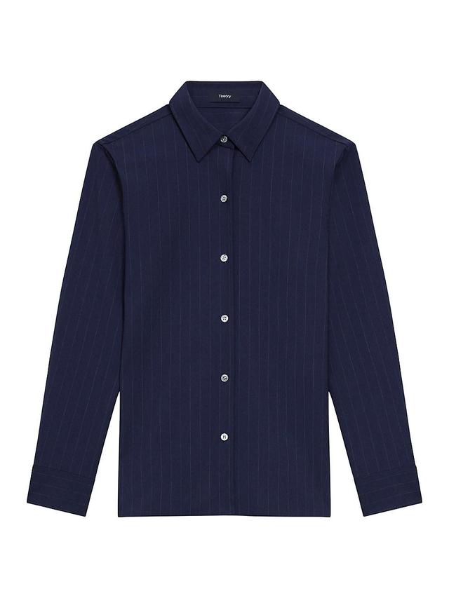 Womens Pinstripe Button-Front Shirt Product Image