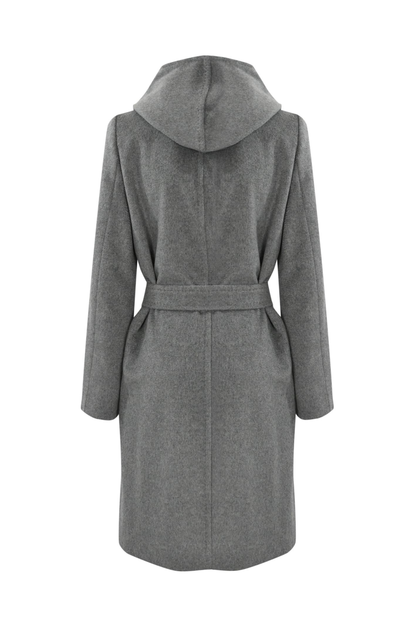 MAX MARA Newmang Wool Coat With Hood In Mid Grey Product Image