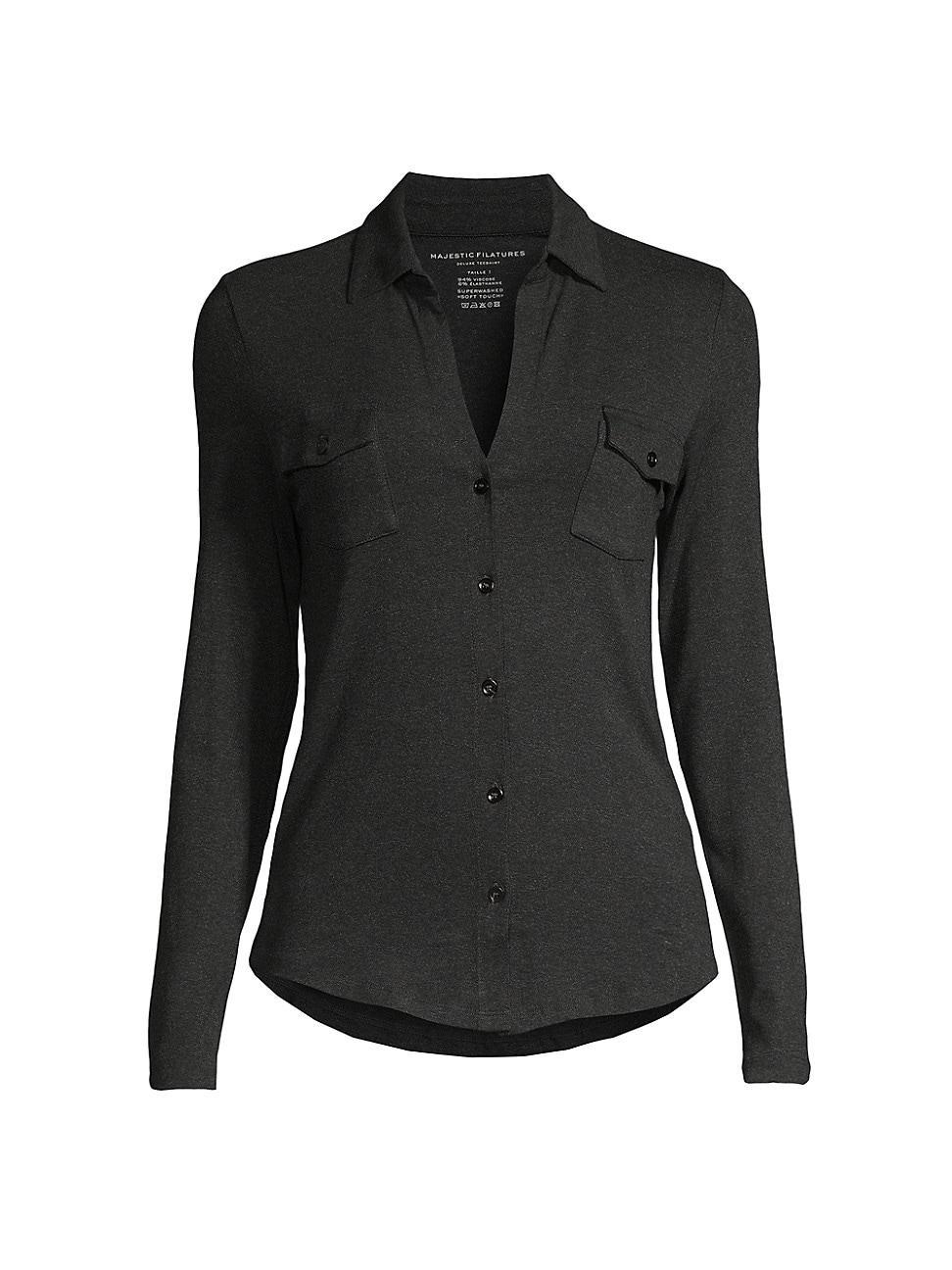 Womens Soft Touch Long-Sleeve Pocket Shirt Product Image