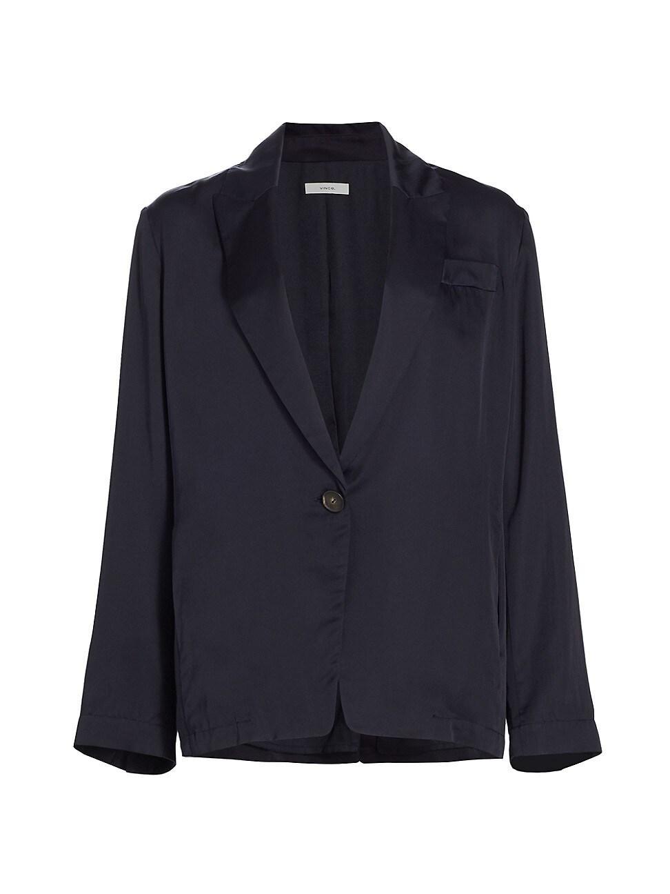 Vince Draped One-Button Silk & Cotton Blazer Product Image