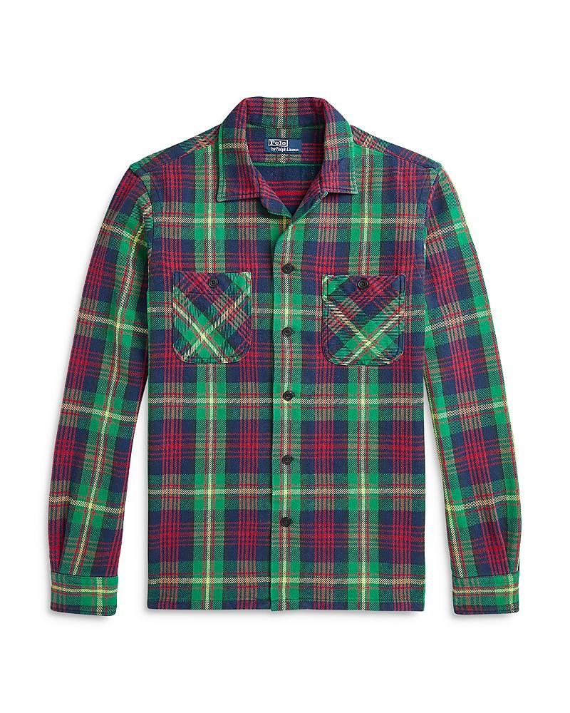 Classic Fit Plaid Flannel Camp Workshirt In Green/red Multi Product Image