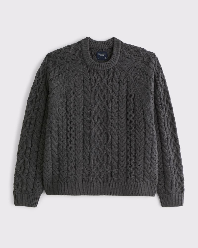 Oversized Cable Crew Sweater Product Image