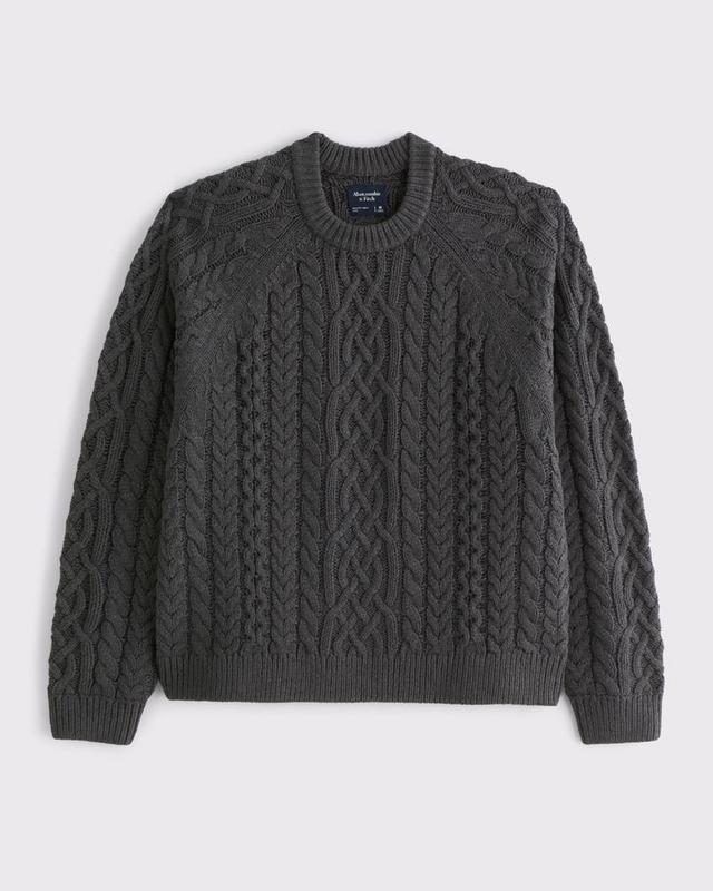 Oversized Cable Crew Sweater Product Image