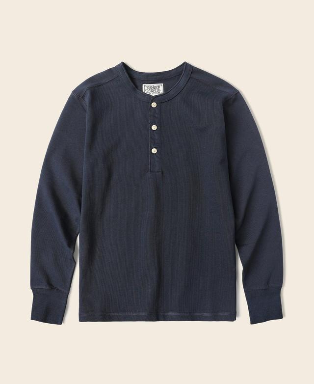 Vintage Long Sleeve Henley Shirt - Navy Product Image