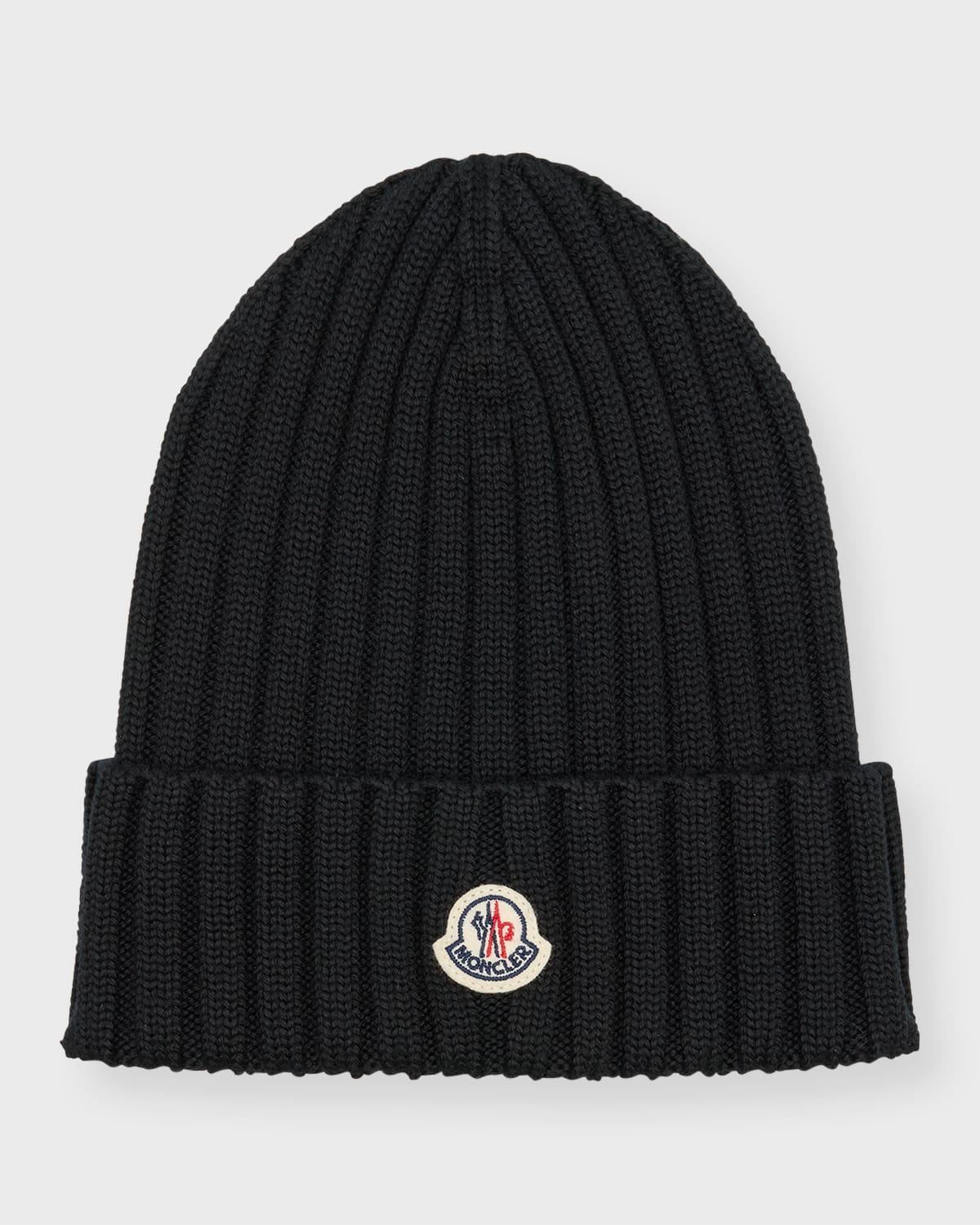 Womens Wool Ribbed Knit Logo Beanie Product Image