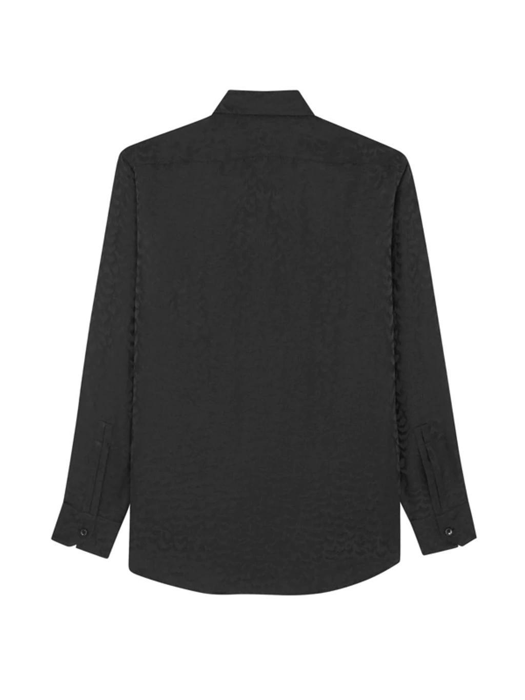 Silk Patterned Jacquard Shirt In Black Product Image