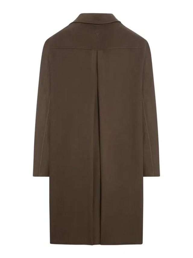 AMI ALEXANDRE MATTIUSSI Four Buttons Coat In Double-sided Cashmere In Brown Product Image