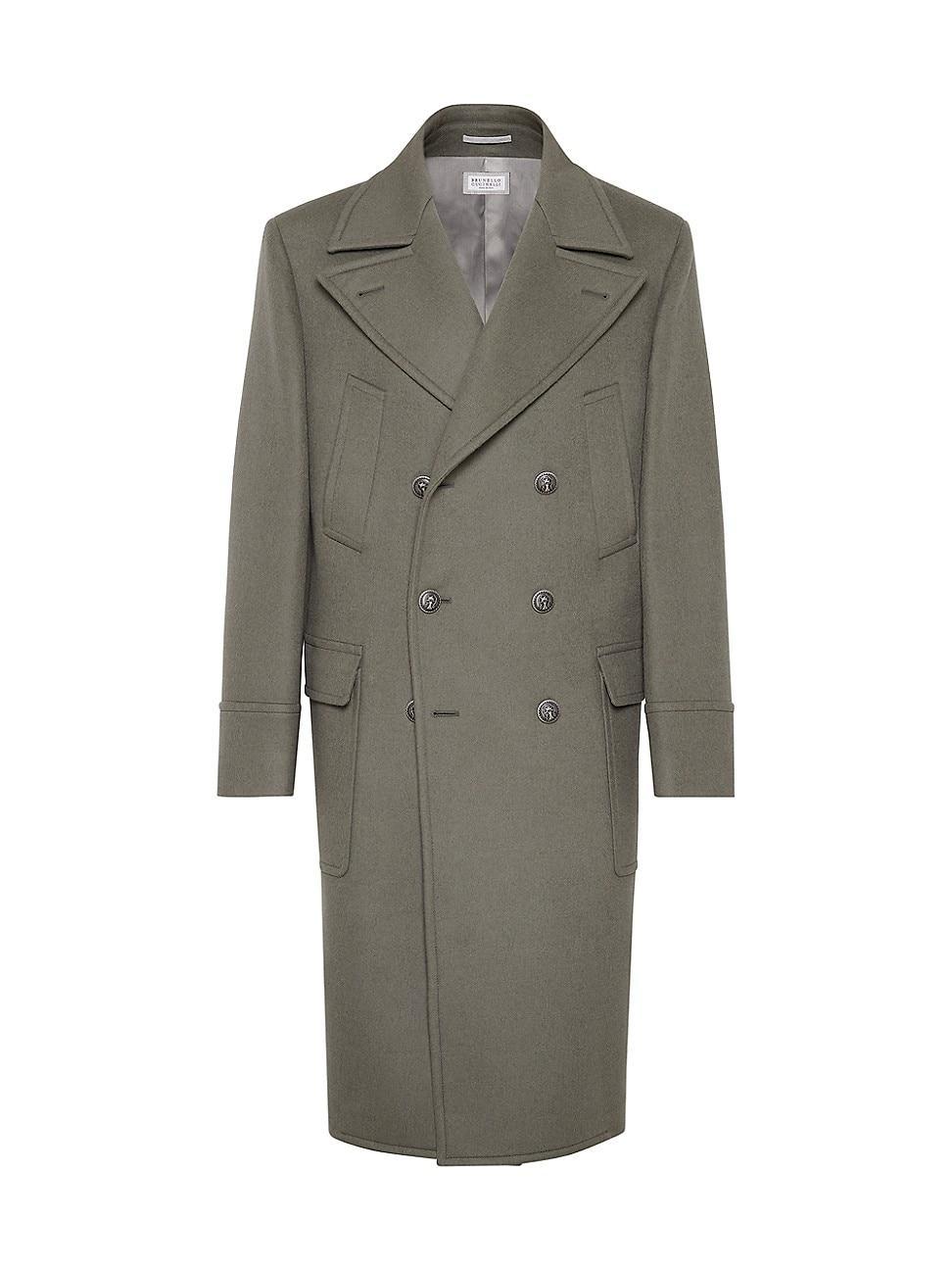 BRUNELLO CUCINELLI Beaver Cloth Wool Pea Coat In Military Product Image