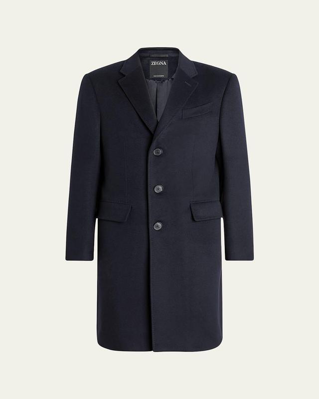 Mens Solid Cashmere Topcoat Product Image