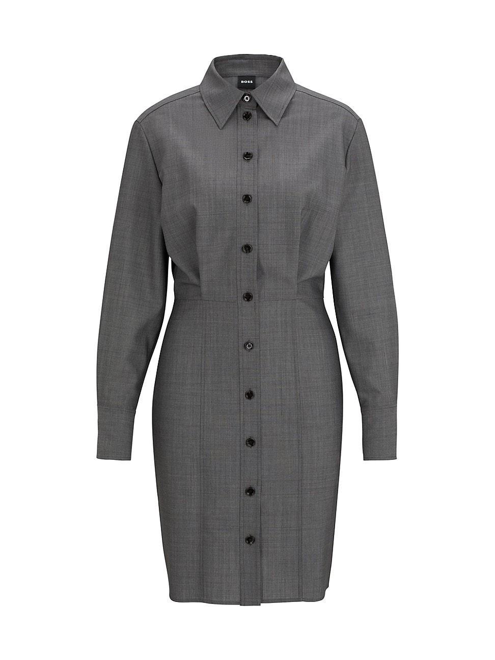 Womens Shirt-Style Regular-Fit Dress in Virgin Wool Product Image