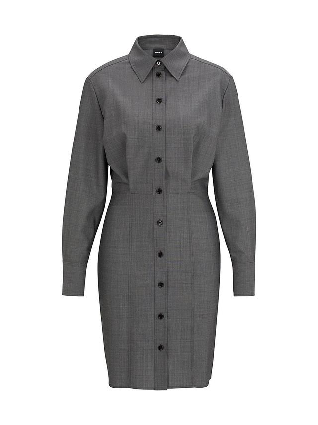 Womens Shirt-Style Regular-Fit Dress in Virgin Wool Product Image