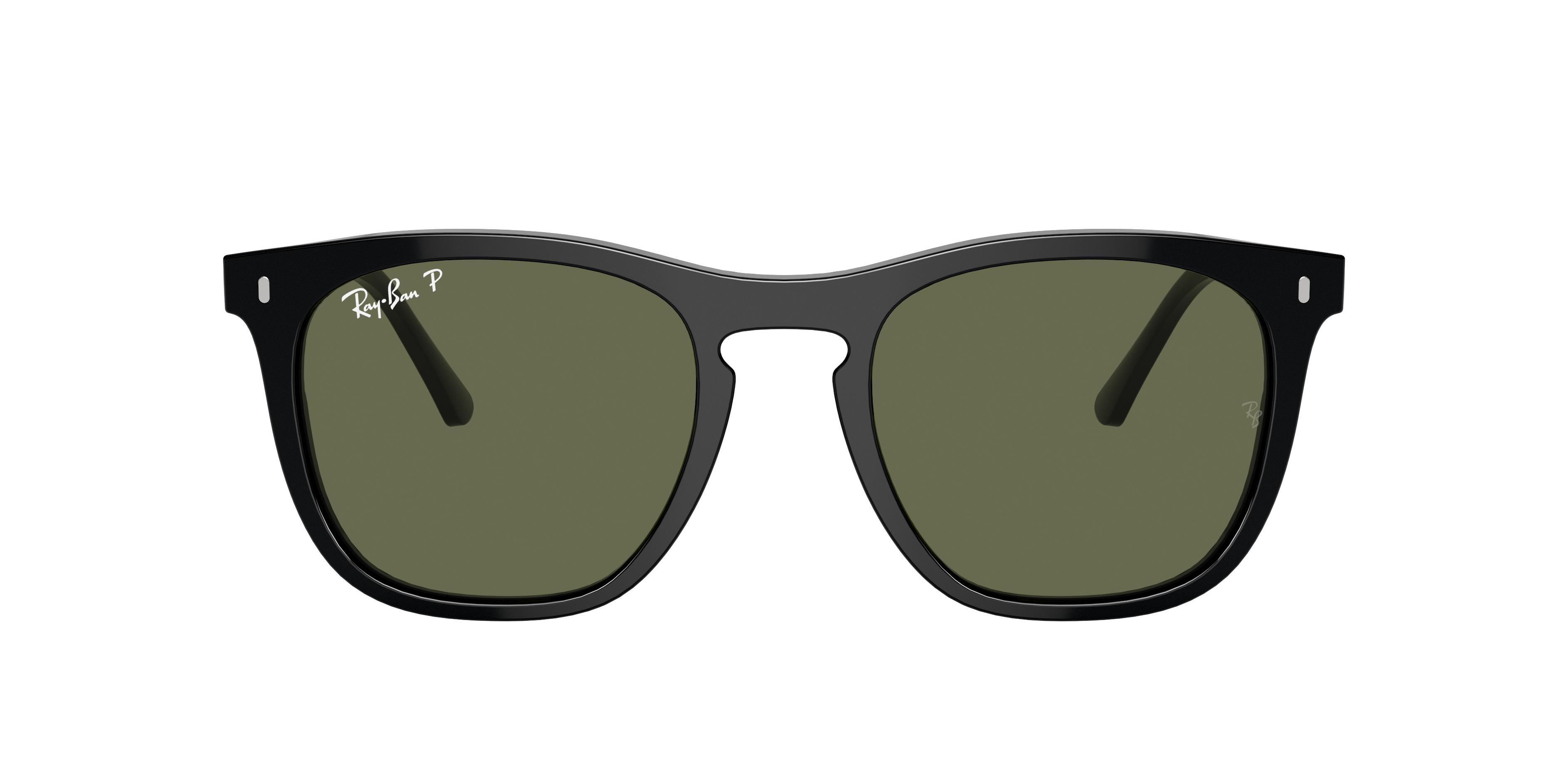 RAY BAN Rb2210 Sunglasses Black Frame Green Lenses Polarized 53-21 In Black Dark Green Product Image