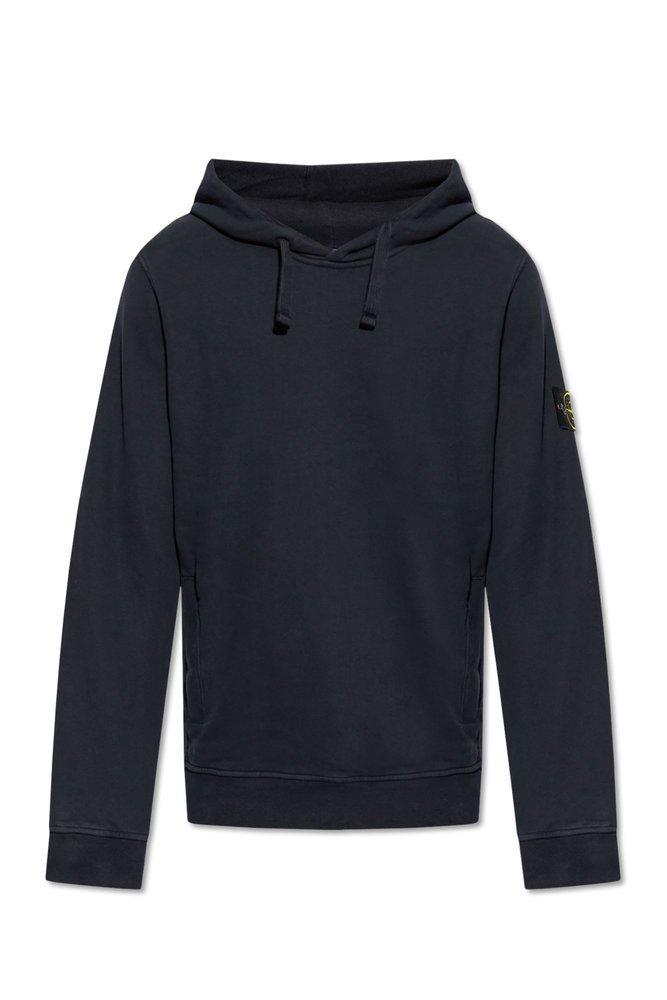 Logo Patch Drawstring Hoodie In Navy Product Image