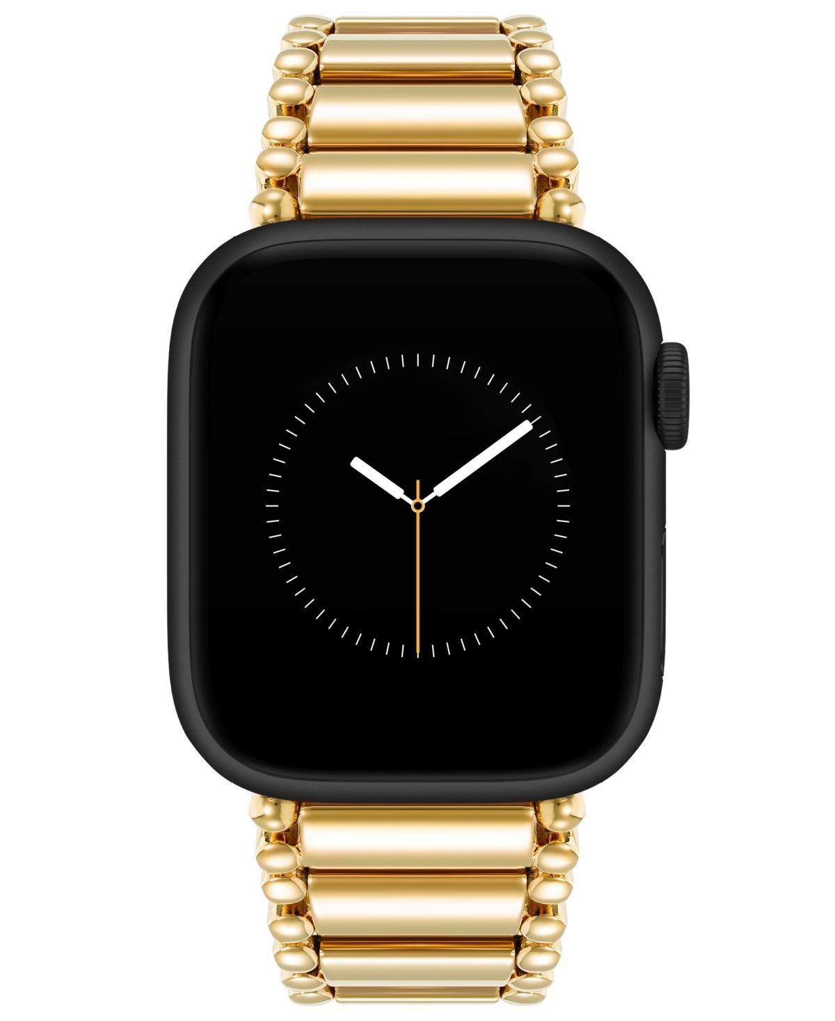 Anne Klein Womens Gold-Tone Bead Accented Link Bracelet Compatible with 38mm/40mm/41mm Apple Watch Product Image