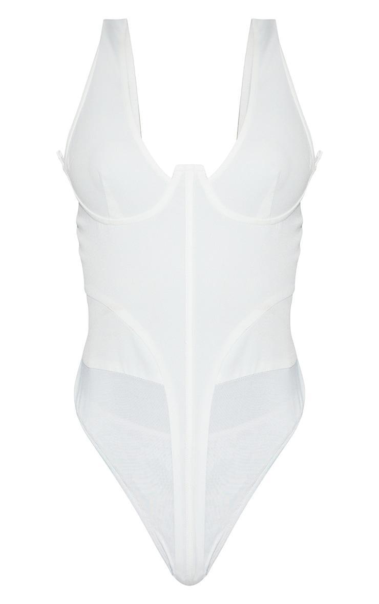 Tall White Corset Detail Woven Bodysuit Product Image