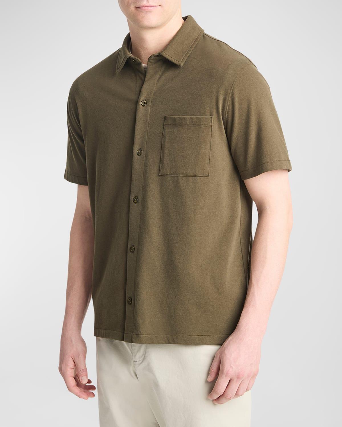 Mens Sueded Jersey Button-Down Shirt Product Image