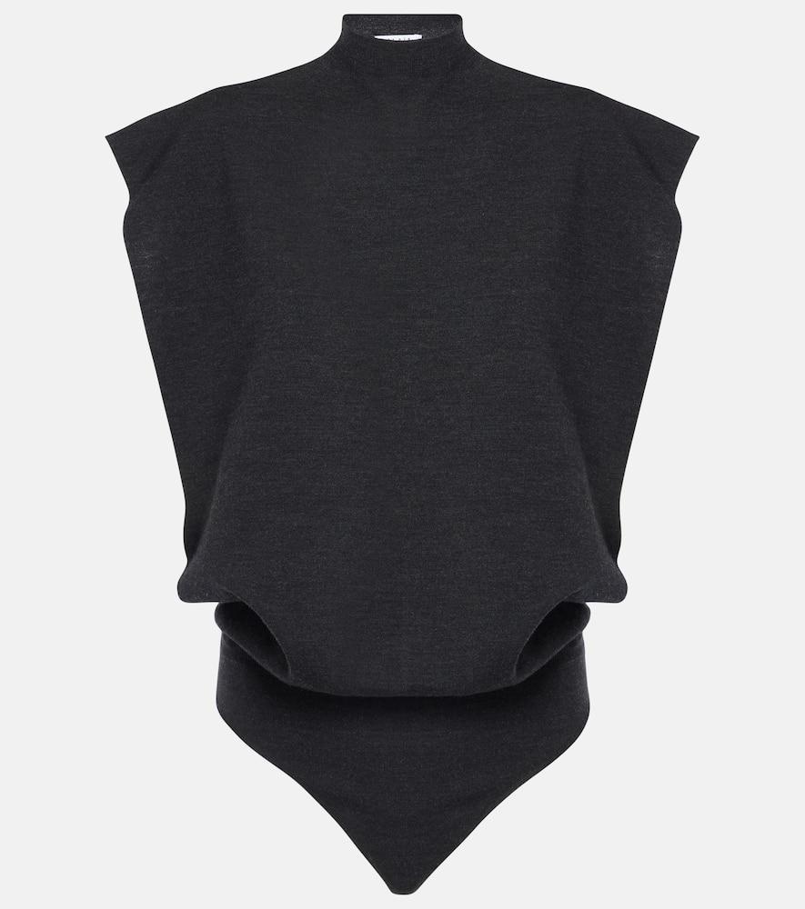 ALAÏA Wool Bodysuit In Black Product Image