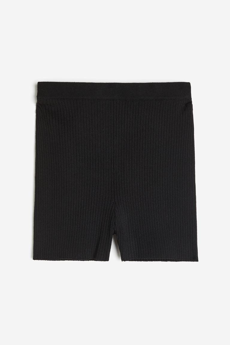 H & M - Rib-knit Bike Shorts - Black product image