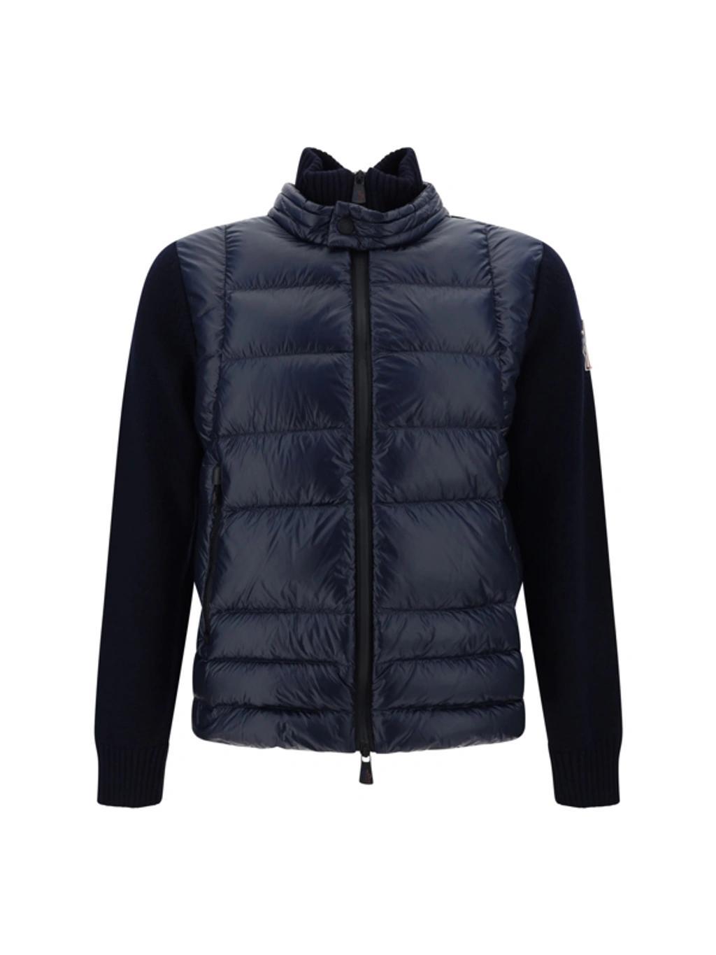 MONCLER Tricot Down Jacket In Blue Product Image