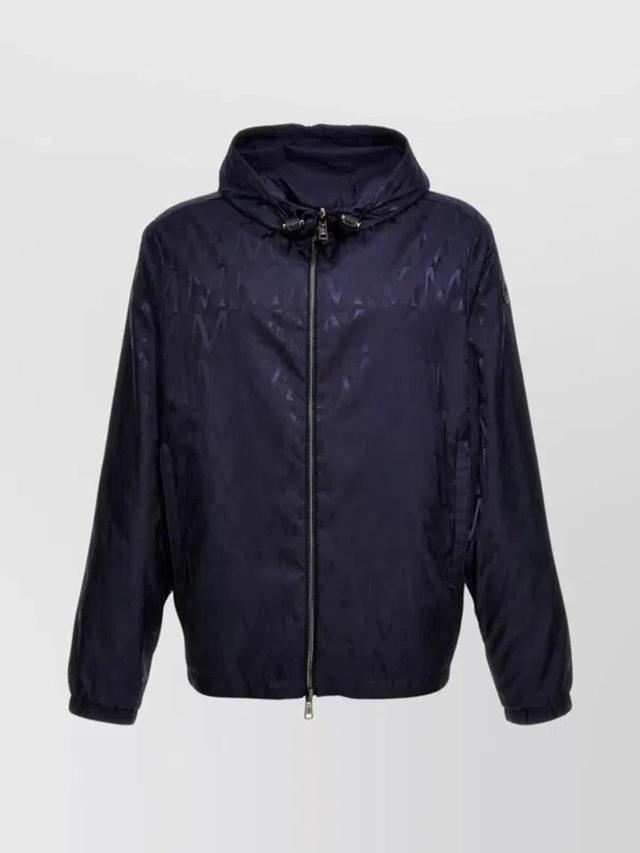 MONCLER Reversible Jacket With Patterned Design And Hood In Blue Product Image