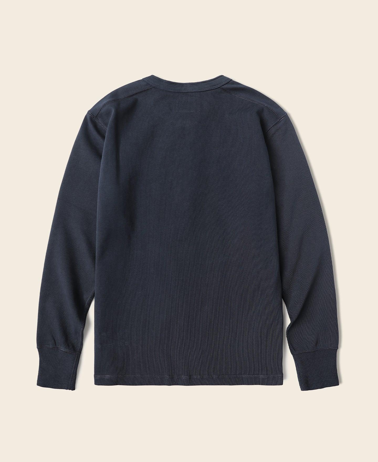 Vintage Long Sleeve Henley Shirt - Navy Product Image