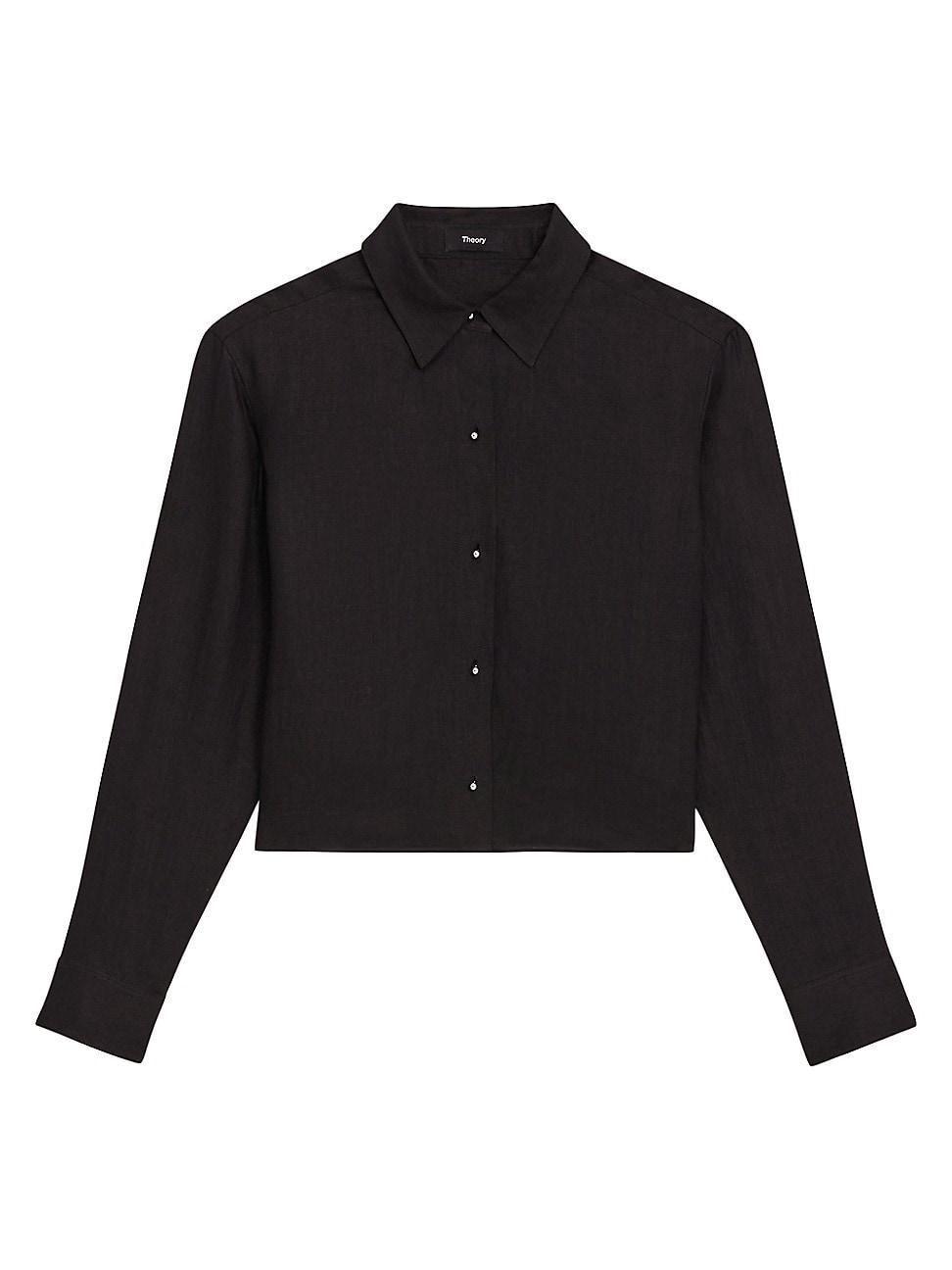 Womens Long-Sleeve Tapered Crop Shirt Product Image