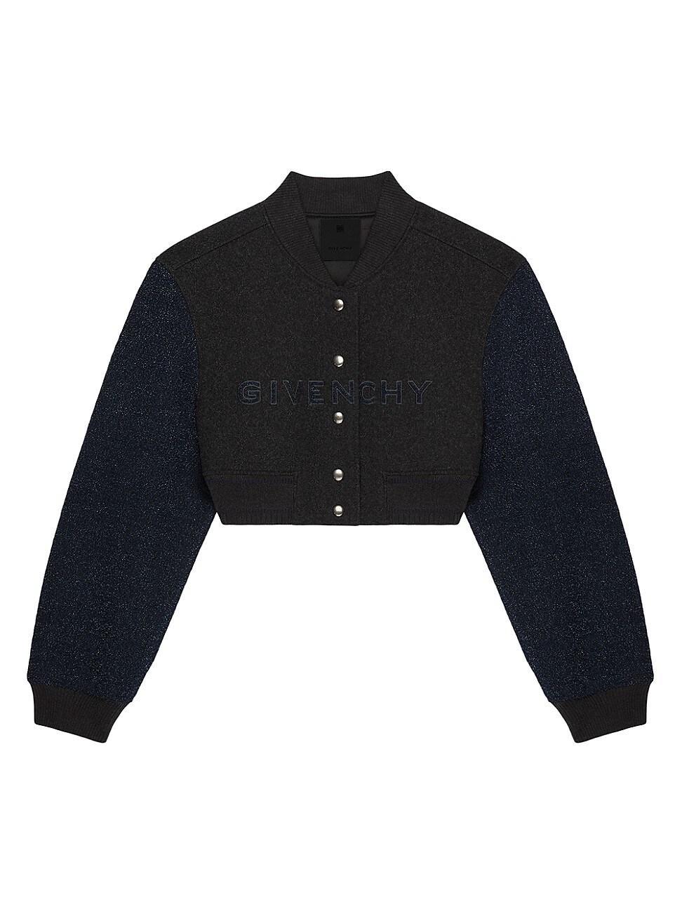 Womens Cropped Varsity Jacket in Wool & Denim Product Image