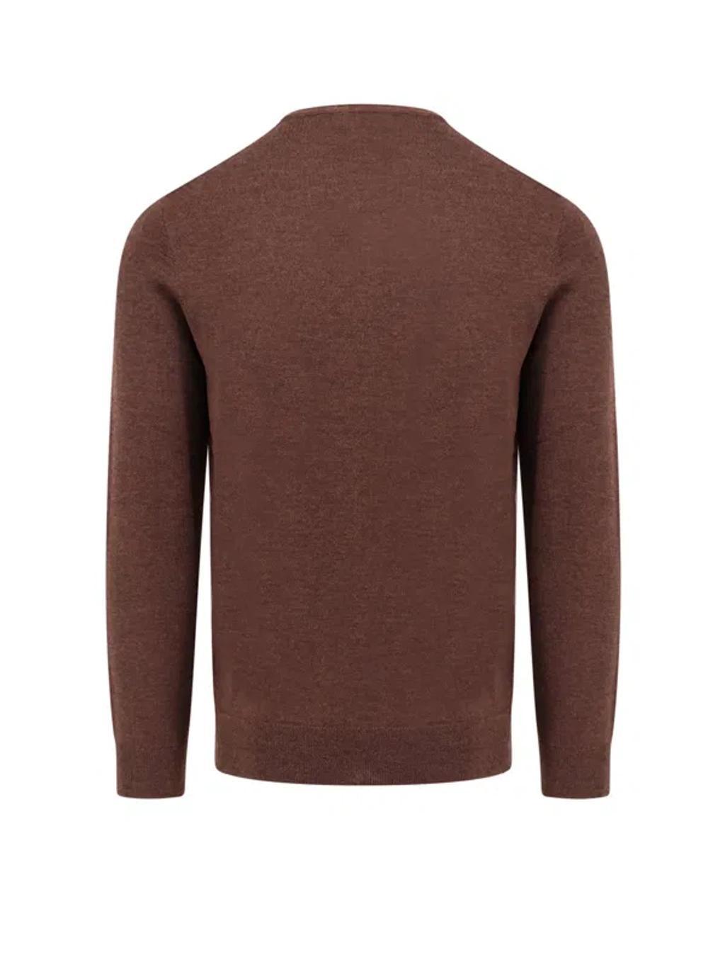 Logo Embroidered Crewneck Jumper In Brown Product Image