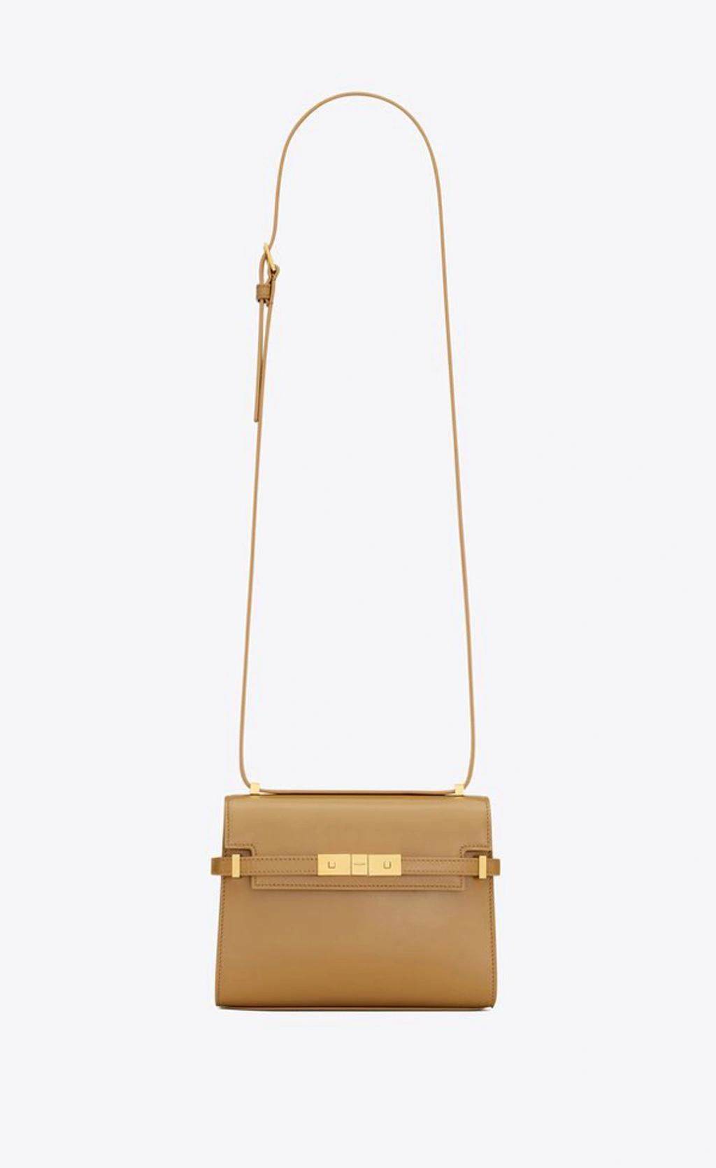 SAINT LAURENT Women Mini Manhattan Leather Crossbody Bag In Tabac Brown Product Image