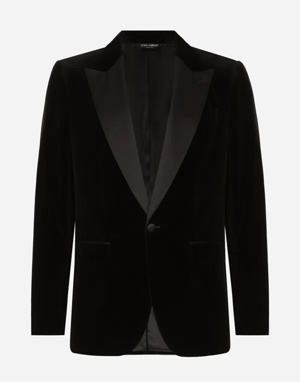 Velvet Tuxedo Jacket In Black Product Image