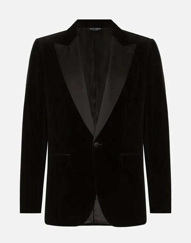 Velvet Tuxedo Jacket In Black Product Image