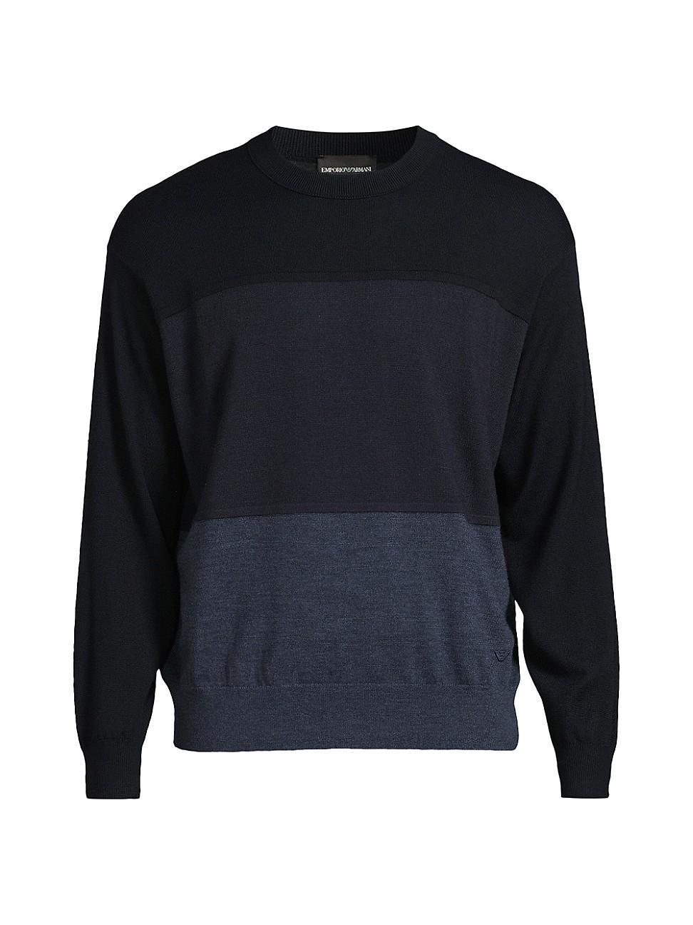 Men's Wool Color Block Crewneck Sweater Product Image