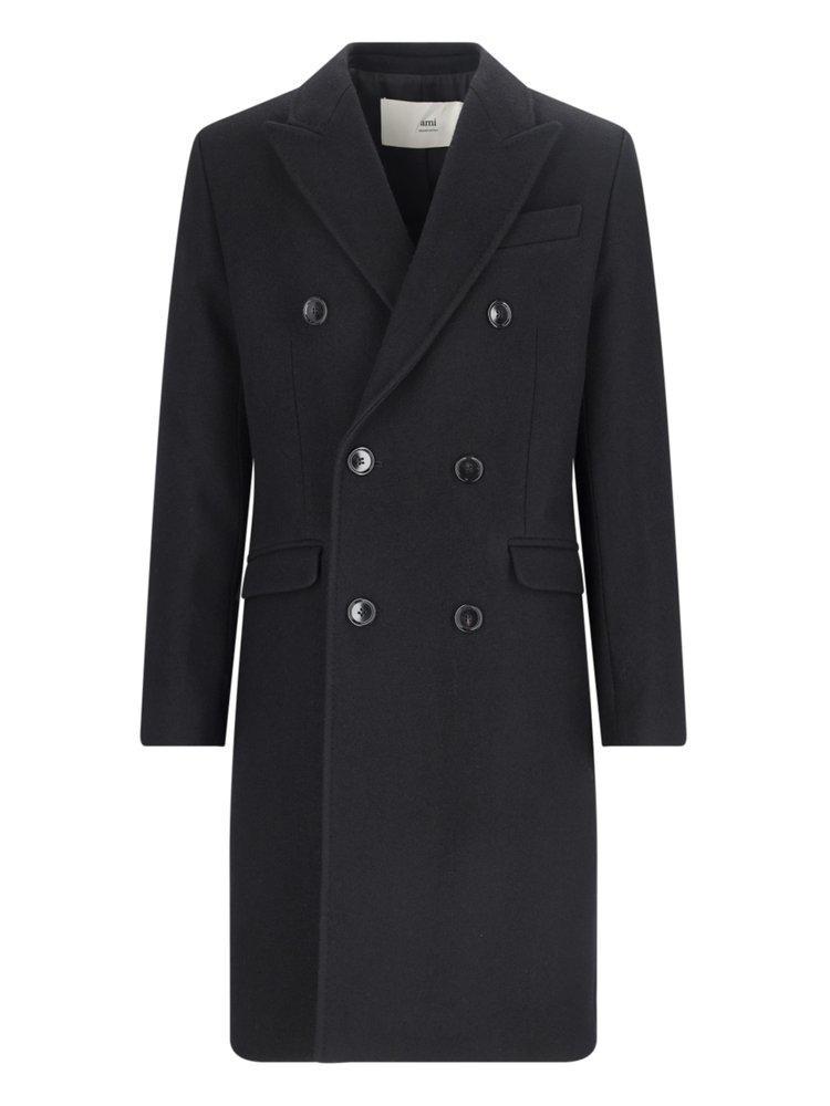 Double-breasted Coat In Black   Product Image