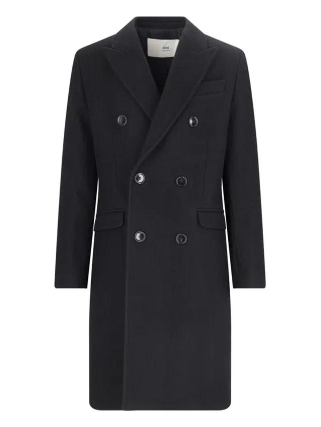 Double-breasted Coat In Black   Product Image