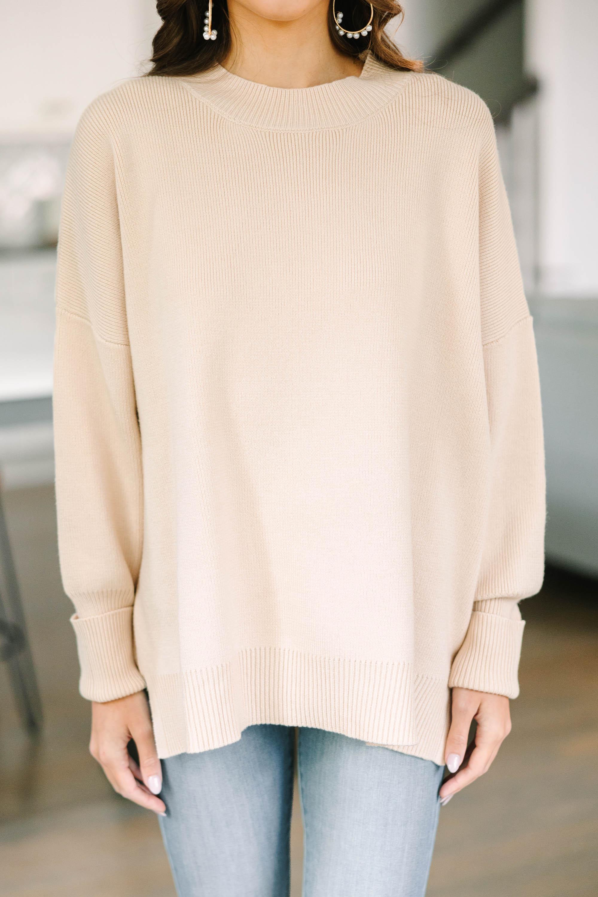 Perfectly You Taupe Brown Mock Neck Sweater Female Product Image