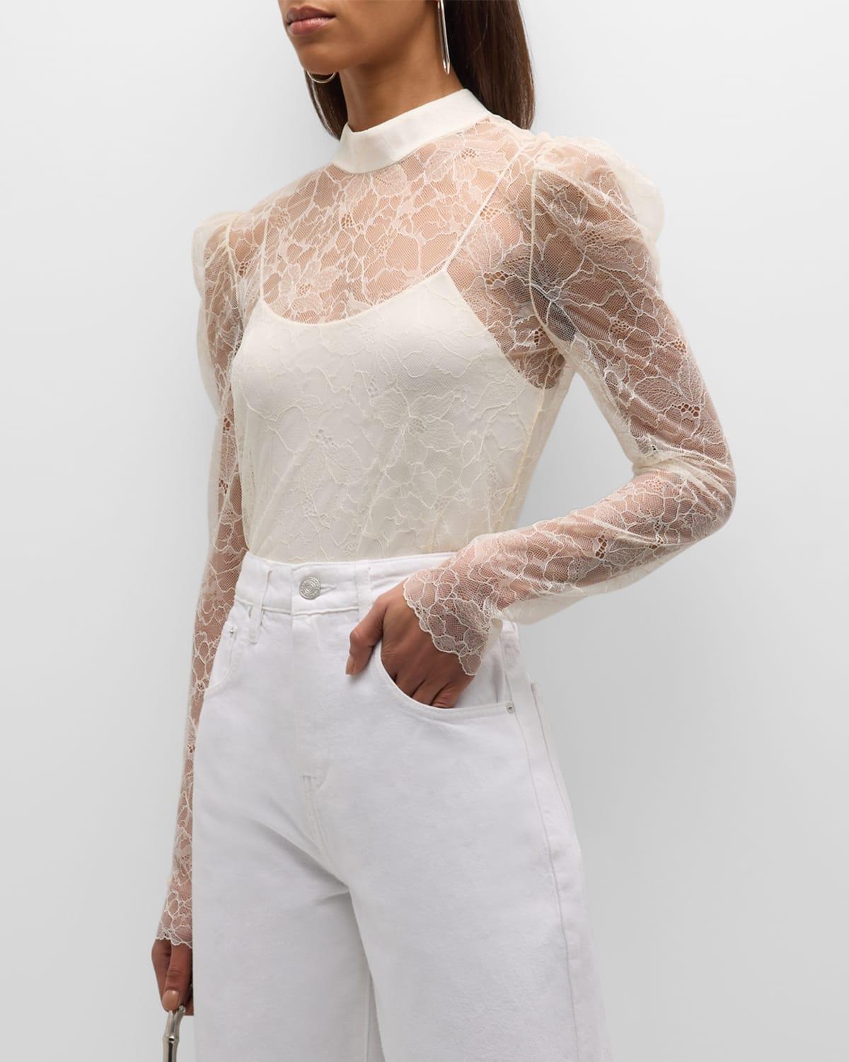 Womens Floral Lace Blouse Product Image