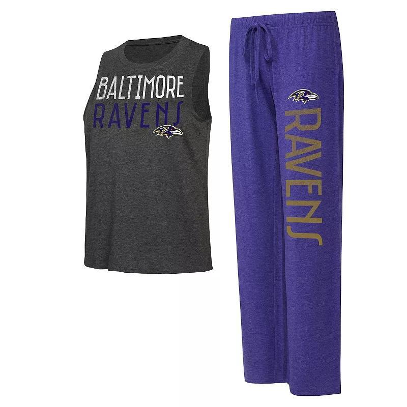 Womens Concepts Sport /Black Baltimore Ravens Muscle Tank Top & Pants Lounge Set Product Image