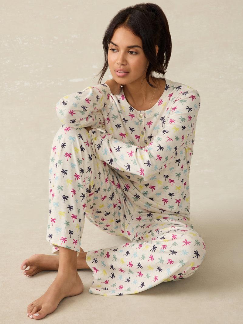 Cloud Henley Pajama Pant Set - Sun Valley Palms Product Image