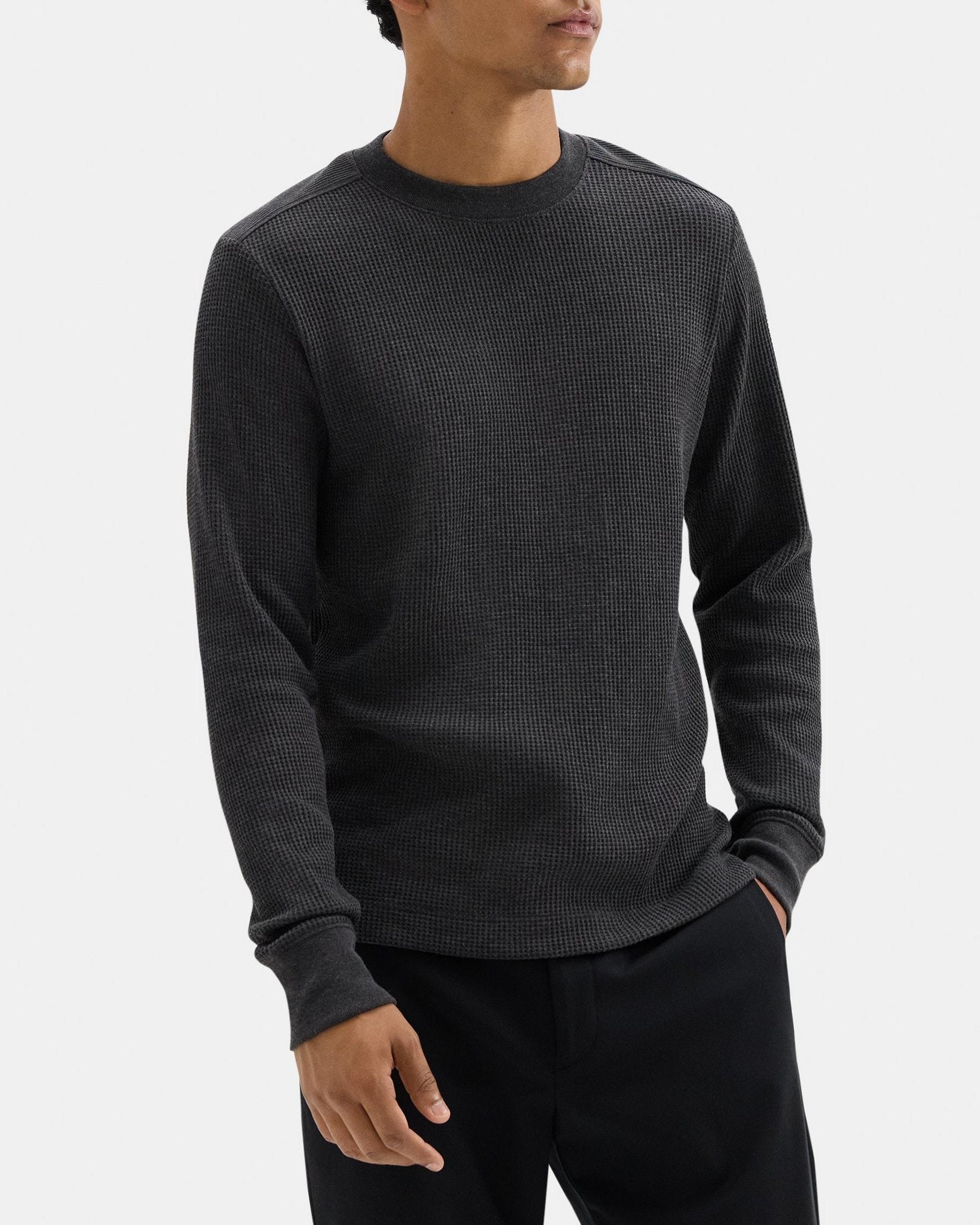 Long-Sleeve T-Shirt in Waffle Knit Mélange Product Image