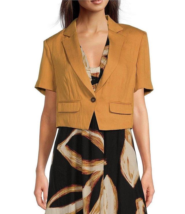 DKNY by Donna Karan Cropped Notch Lapel Short Sleeve Jacket Product Image