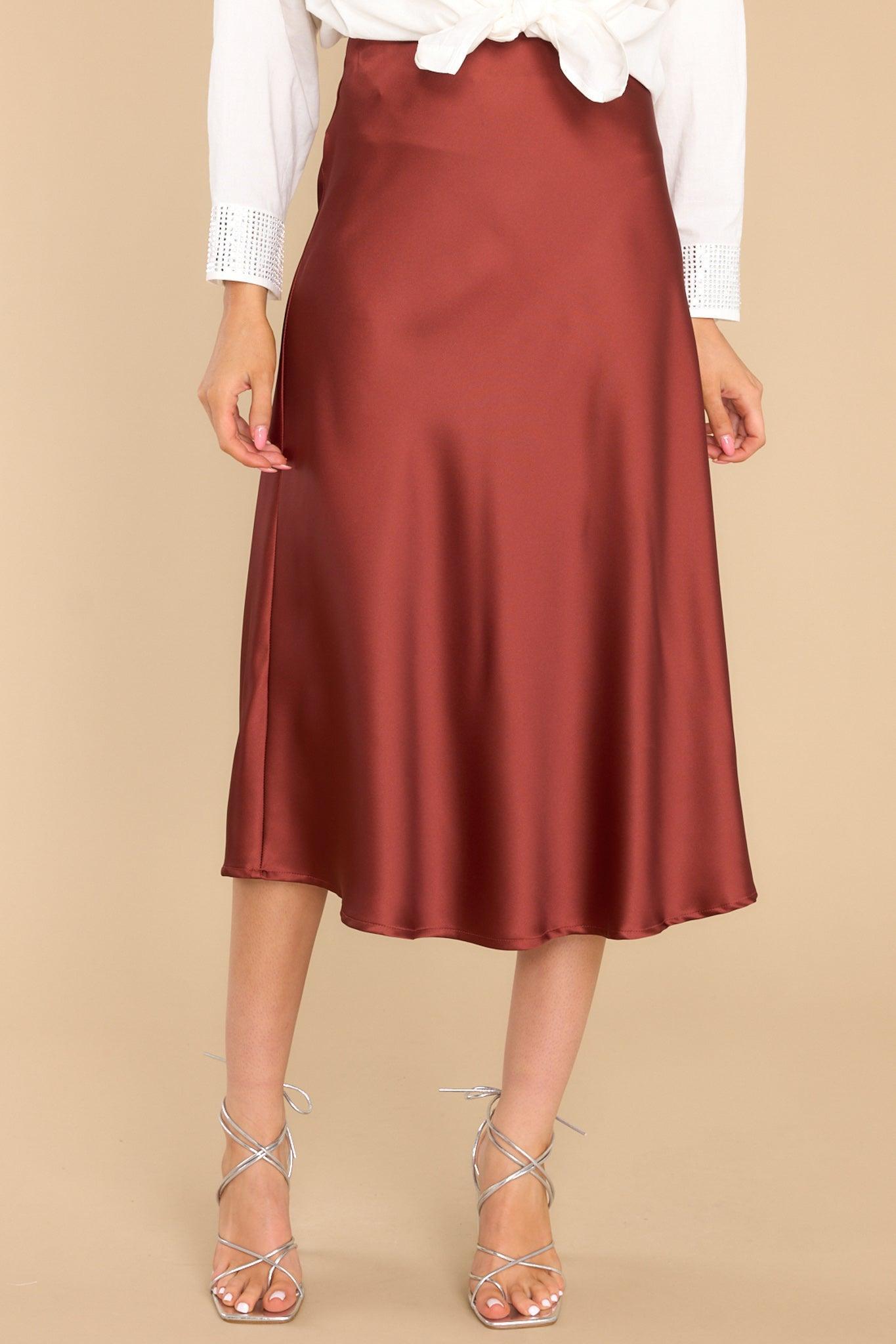 Strings Attached Copper Midi Skirt Red Product Image